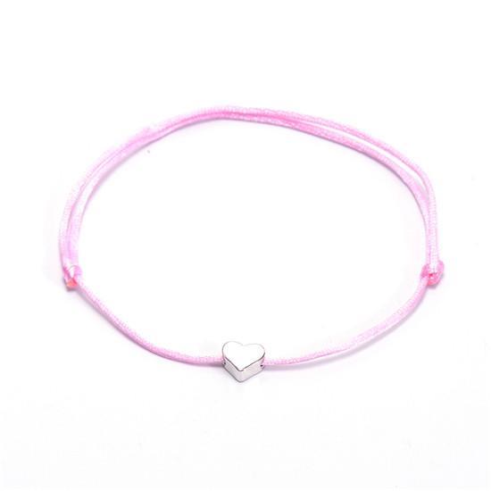 One Love Lucky Handmade Rope Bracelet Pink - Silver Bracelet