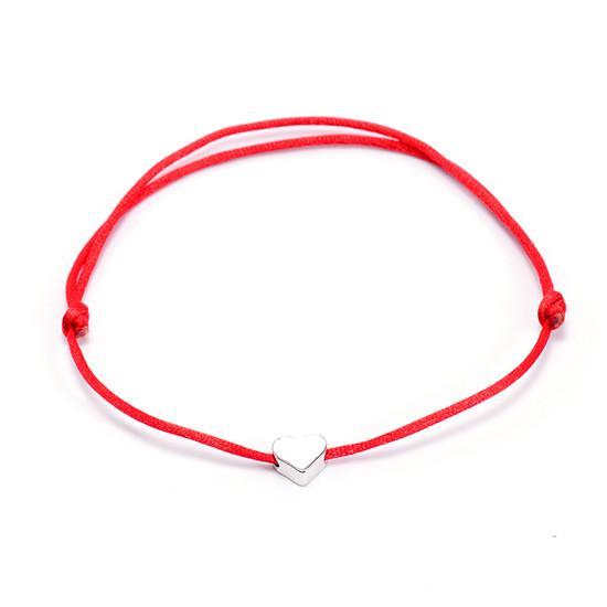 One Love Lucky Handmade Rope Bracelet Red - Silver Bracelet