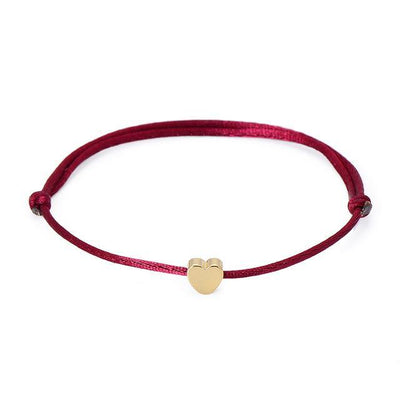 One Love Lucky Handmade Rope Bracelet Wine Red - Gold Bracelet