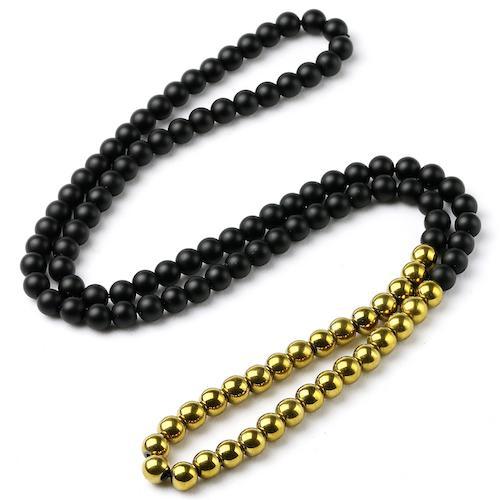 Onyx and Hematite Balancing Protection Necklace Golden Necklace