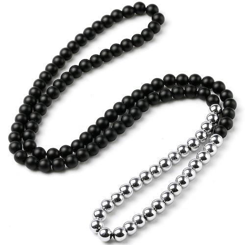 Onyx and Hematite Balancing Protection Necklace Silver Necklace