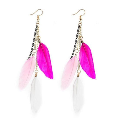 Paradise Feathers Dangling Earrings Pink Mix 1 Earrings