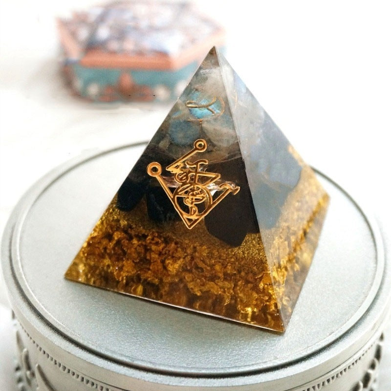 Cleansing Obsidian Orgonite Pyramid