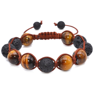 12mm Lava Stone Tiger Eye Bracelet