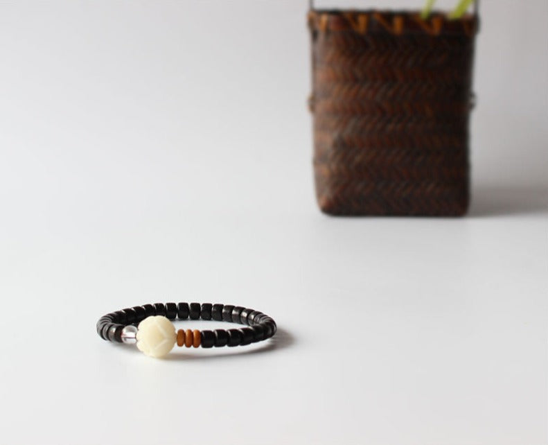 Natural Coconut and Bodhi Beads Bracelet