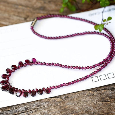 Handmade Boho Red Garnet Necklace