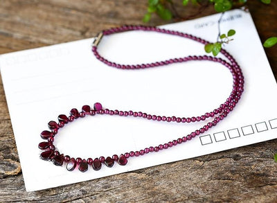 Handmade Boho Red Garnet Necklace
