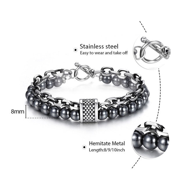 Stainless Steel Healing Beaded Bracelet