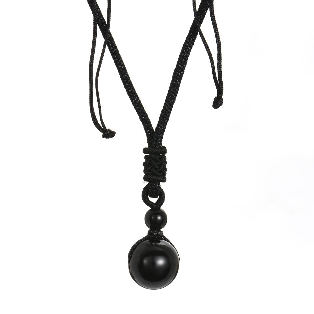 Healing Orb Black Obsidian Necklace