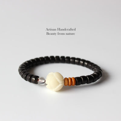 Natural Coconut and Bodhi Beads Bracelet