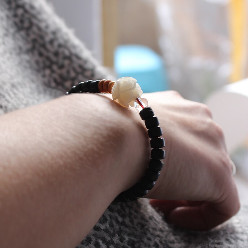Natural Coconut and Bodhi Beads Bracelet