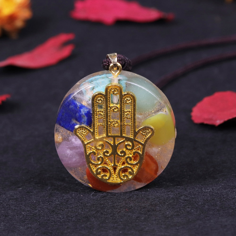 Hand Of Fatima Orgone Chakra Necklace
