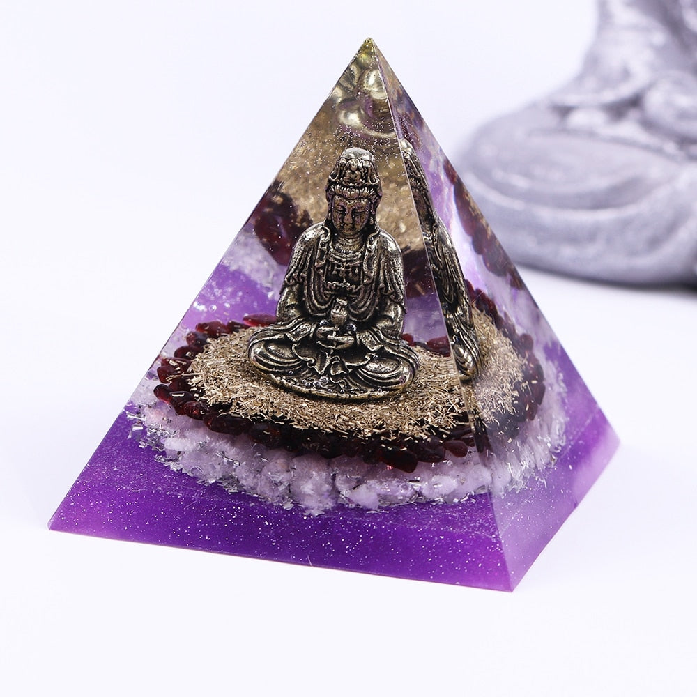 Healing and Grounding Buddha Orgonite Pyramid