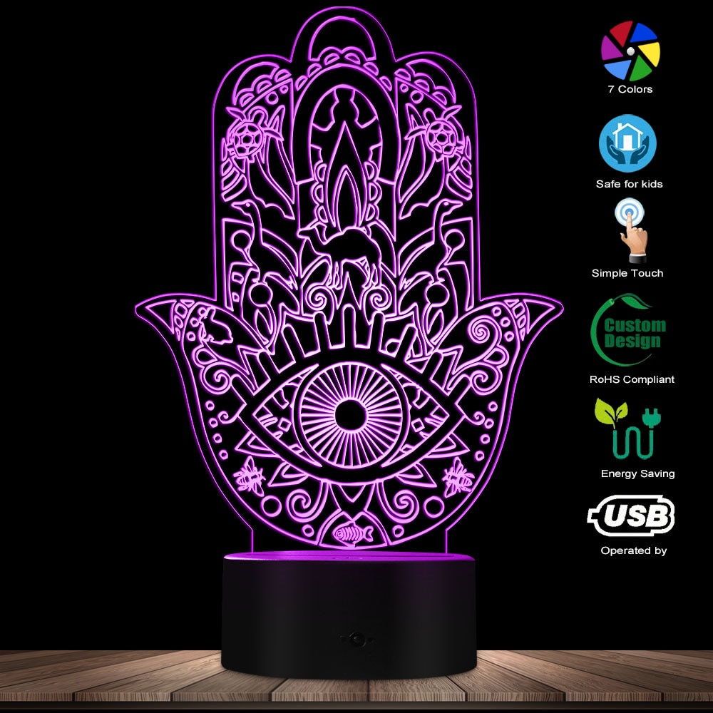 Hamsa Hand Lamp, Night Light, Hamsa Hand Art, Hamsa Night Light, retailer Hand Of Fatima Lamp