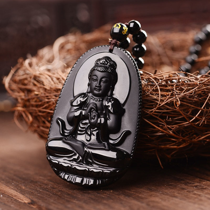 Balancing Buddha Obsidian Necklace