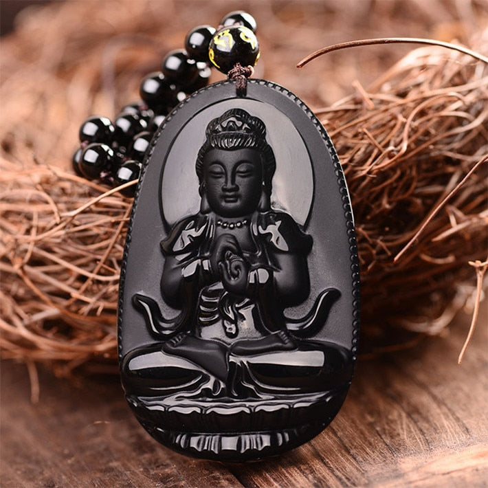 Balancing Buddha Obsidian Necklace