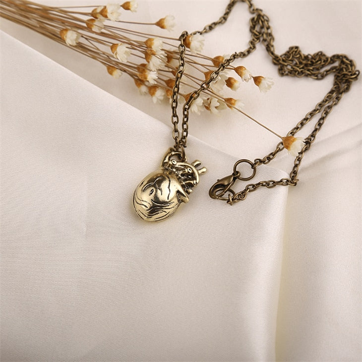 Vintage Anatomical Heart Pendant Necklace