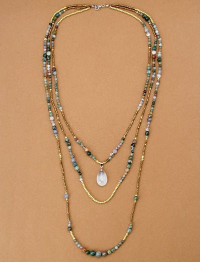 Natural Indian Onyx Three Layered Necklace
