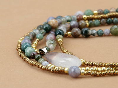 Natural Indian Onyx Three Layered Necklace