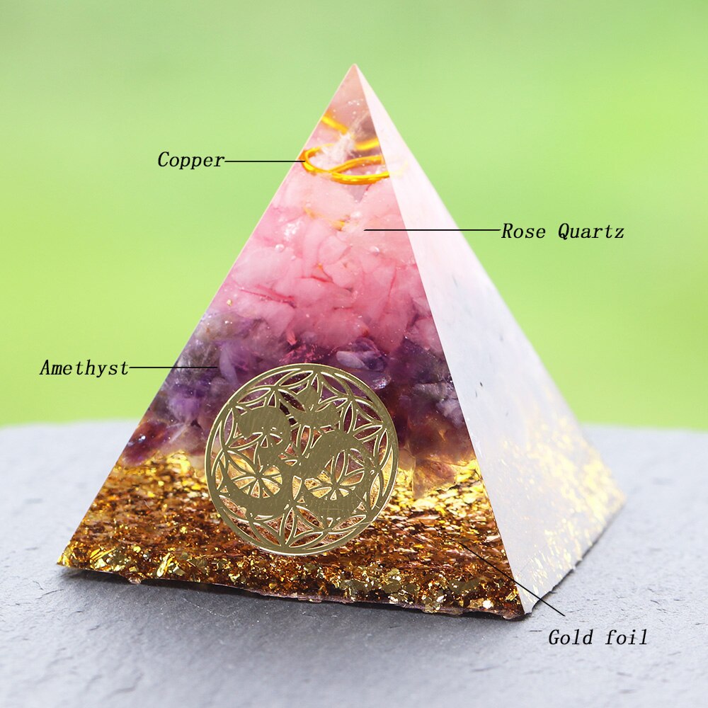 Rose Quartz Orgonite Healing Pyramid