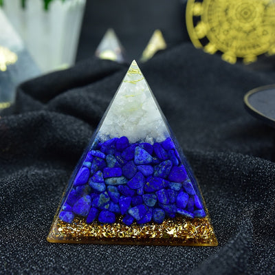 Lapis Lazuli and White Crystal Healing Orgone Pyramid