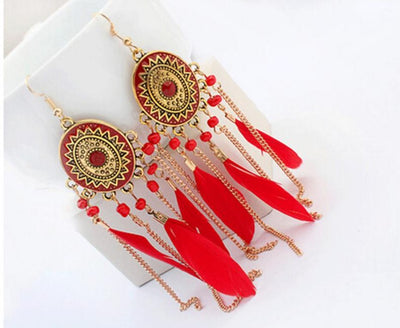 Ethnic Boho Dreamcatcher Tassel Earrings