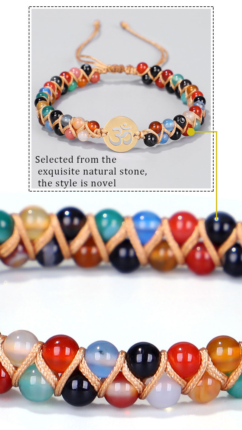 Chakra Stones Om Beaded Bracelet