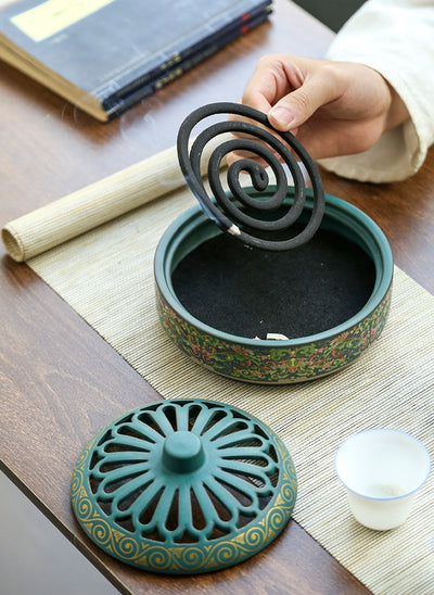 Handmade Ceramic Floral Incense Burner