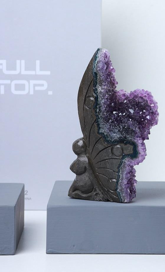 Amethyst Cluster Butterfly Decor