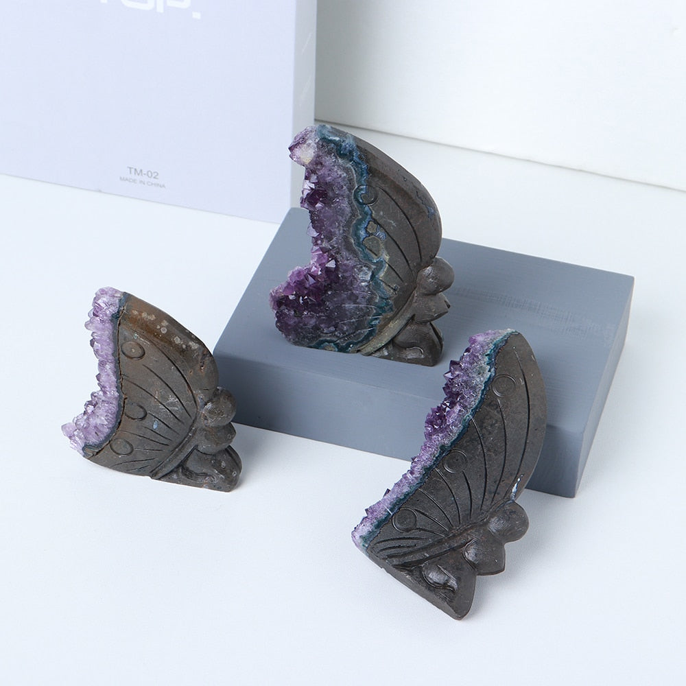 Amethyst Cluster Butterfly Decor