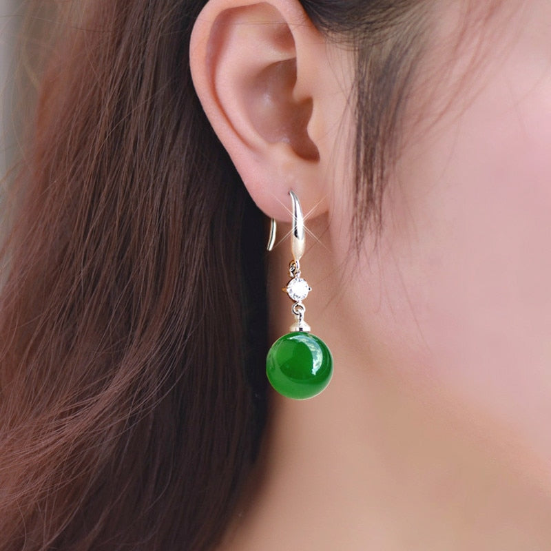 Green Jade Drop Earrings