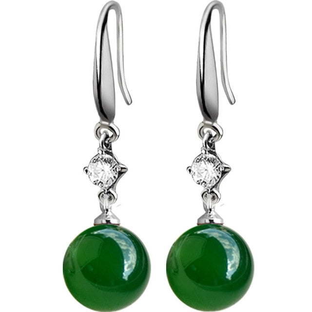 Green Jade Drop Earrings