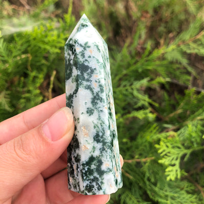 Moss Agate Healing Crystal Wand