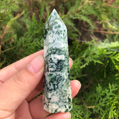 Moss Agate Healing Crystal Wand
