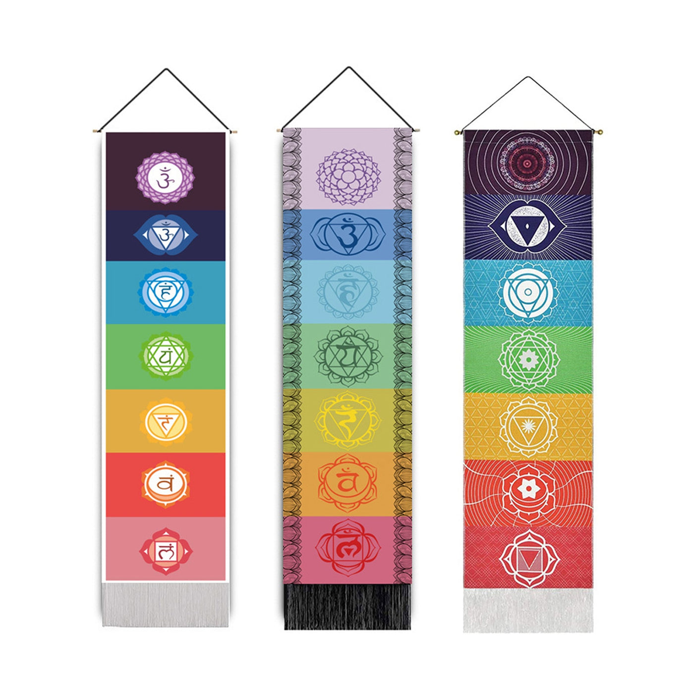 7 Chakra Mandala Tapestry Yoga Meditation Banner