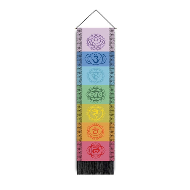 7 Chakra Mandala Tapestry Yoga Meditation Banner