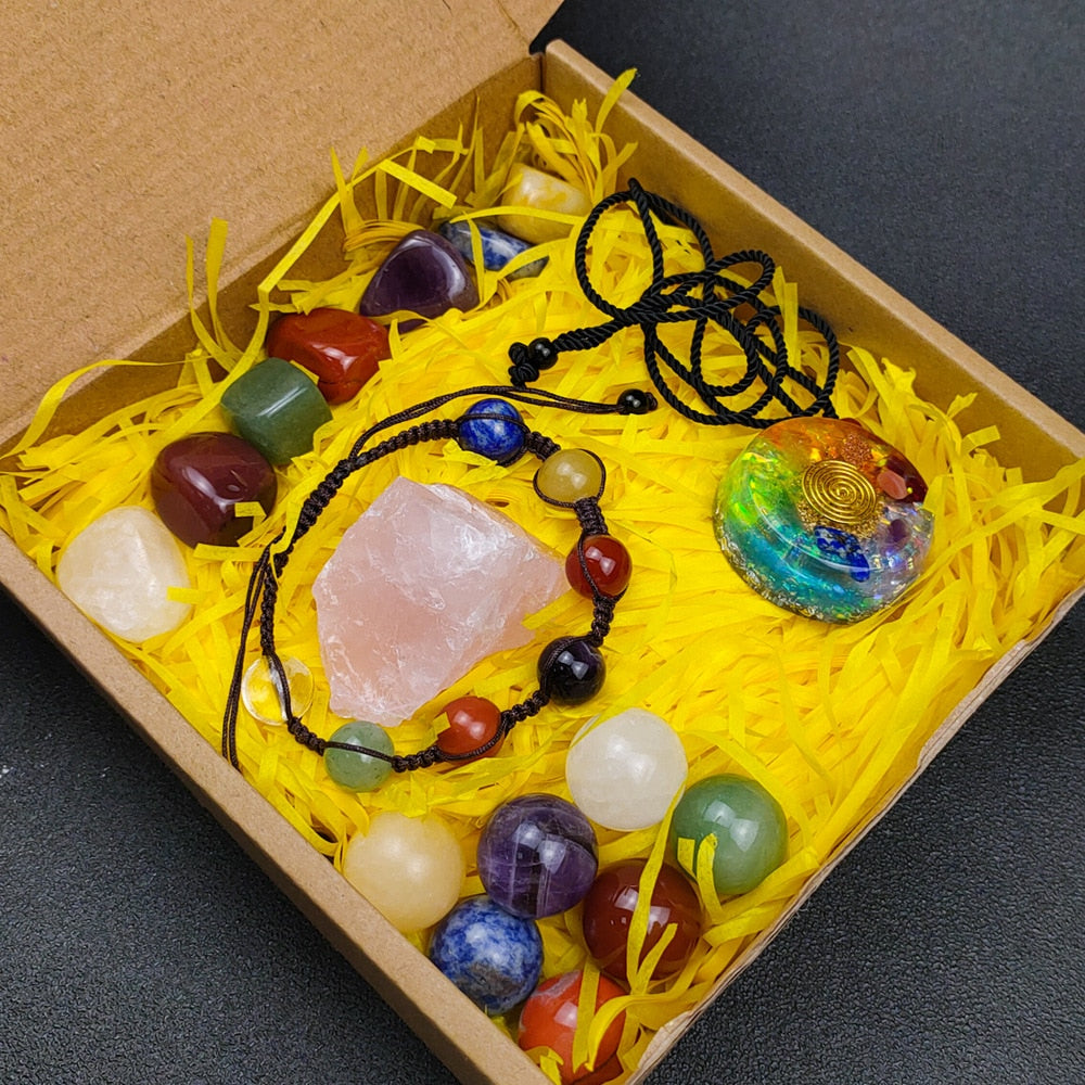 Chakras Stone Jewelry and Meditation Set