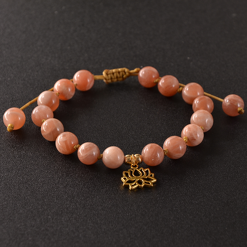 Sunstone Lotus Pendant Bracelet