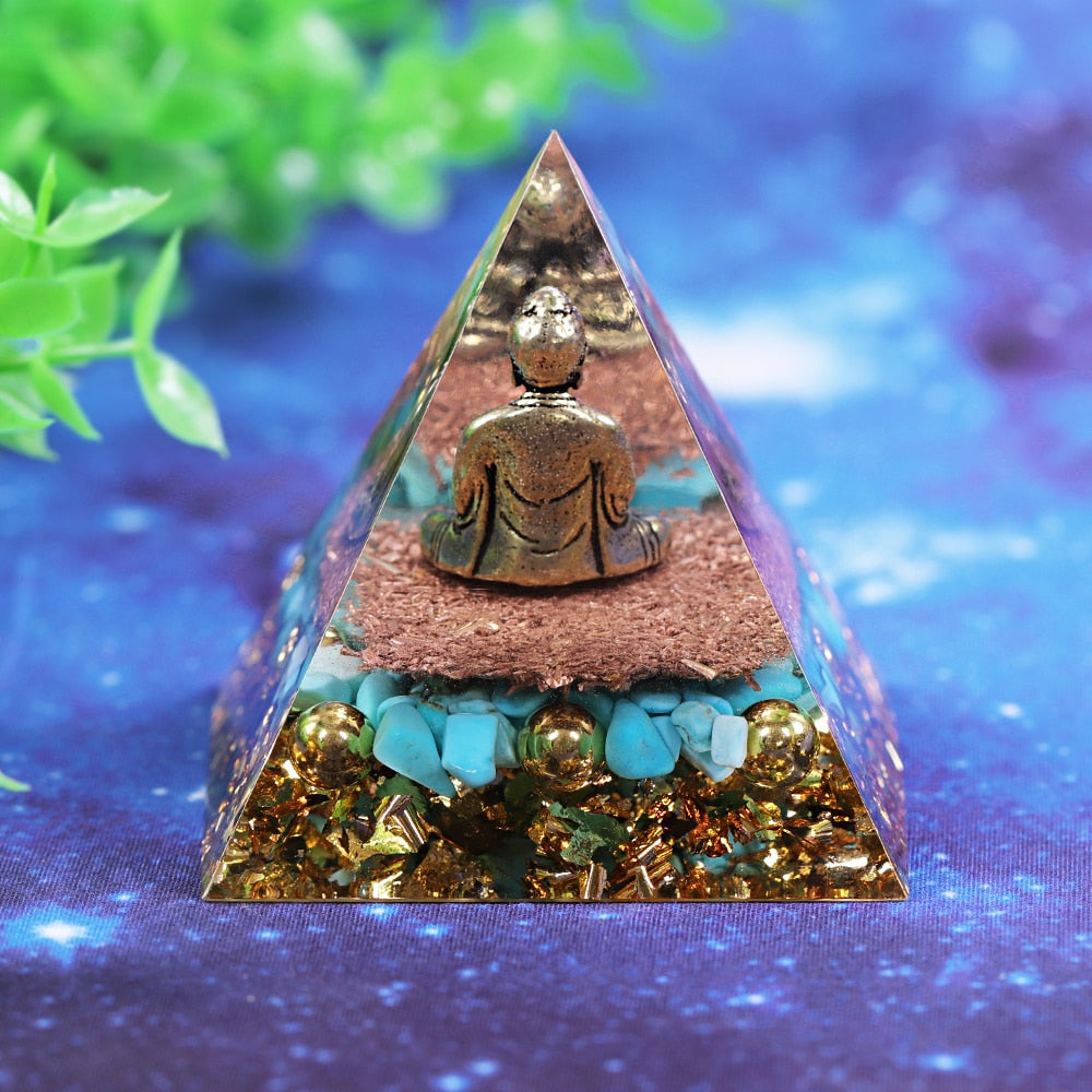 Tranquil Buddha Turquoise Orgone Pyramid