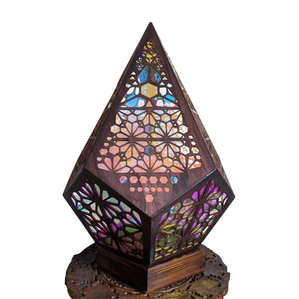Bohemian Polar Star Wooden Table Lamp