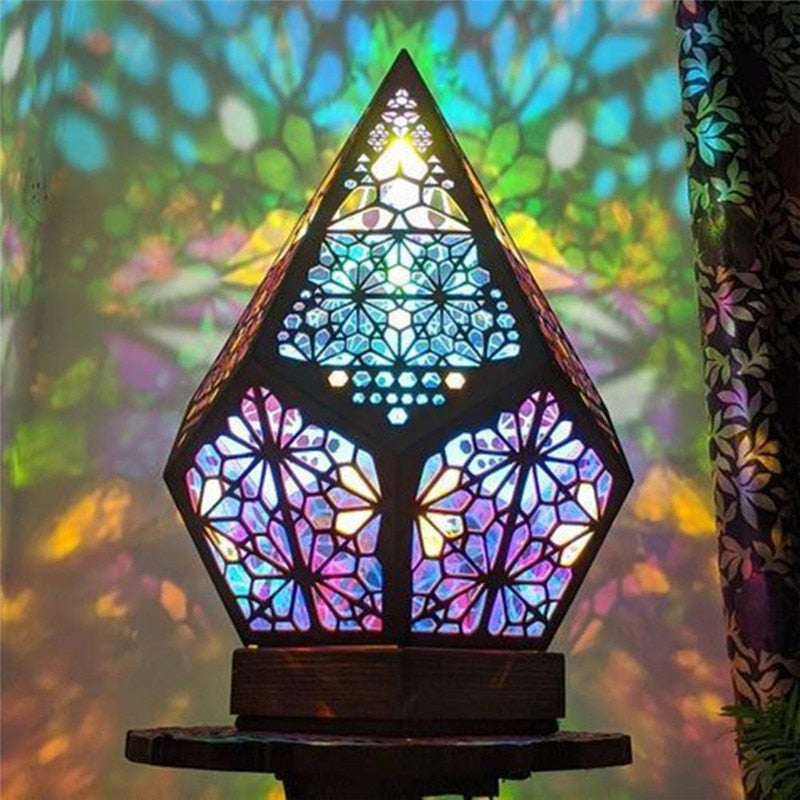 Bohemian Polar Star Wooden Table Lamp