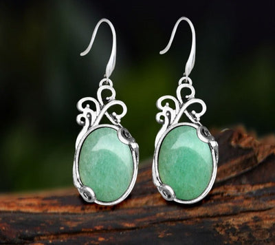 Vintage Natural Jade Dangling Earrings