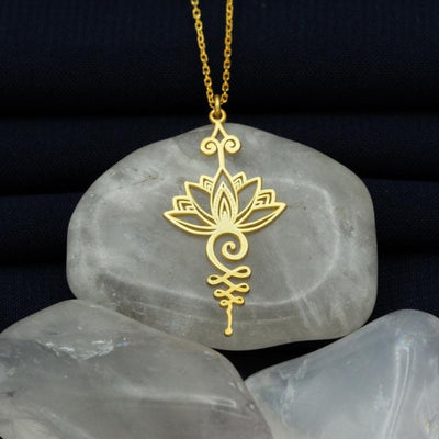 Power Flower Lotus Pendant Necklace