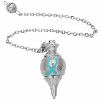 Silver Bead Cancer Awareness Ribbon Healing Pendulum