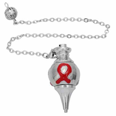 Silver Bead Cancer Awareness Ribbon Healing Pendulum