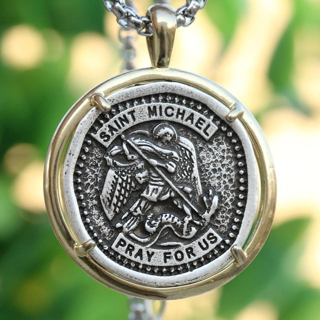 Archangel Michael Ancient Medallion Necklace