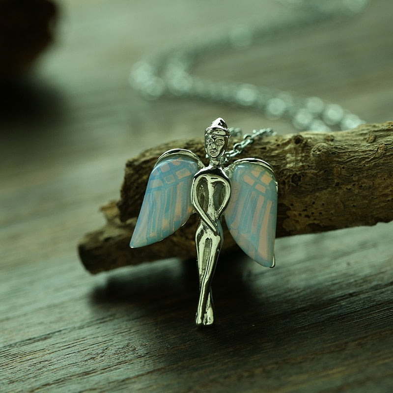Crystal Winged Angel Necklace