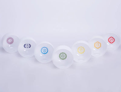 Chakra Frosted Crystal Singing Bowl