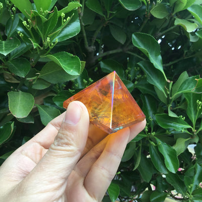Sacred Healing Amber Pyramid