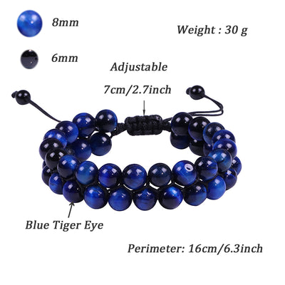 Blue Tiger Eye Dual Courage Beaded Bracelet